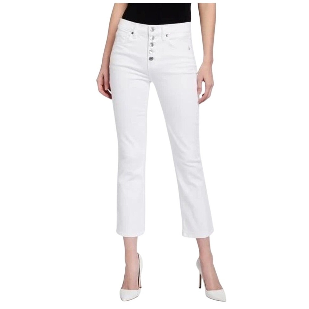 Veronica Beard Carolyn Baby Boot High Rise White Jeans Button Fly Size 30/10